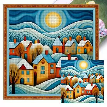 A# Полная вышивка Эко-хлопковая нить 11CT Печатный пейзаж Набор для вышивки крестом Искусство 1