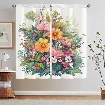 Раздел «Буйство цветов» Современное украшение дома Плотные шторы для гостиной Шторы для кухни для комнат Жалюзи на окна W50xH70cmx2pcs-CL