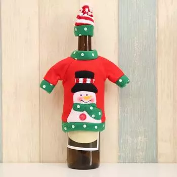A Set New Cartoon Wine Bottle Cover Embroidery Christmas Holiday Table Decorations Christmas