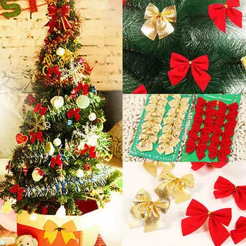 A Set of 12pcs Sweet Bows Bowknot Christmas Tree Hanging Decorations Tree Ornaments 01