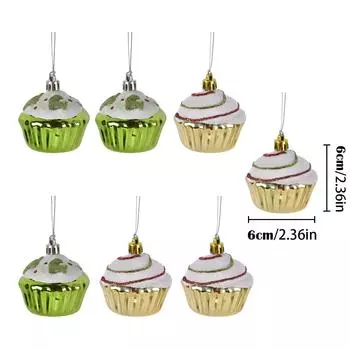 A Set of 6 Christmas Cake Pendants, Christmas Decoration Supplies PVC Simulation Cake Pendants Christmas Tree Window Scene Layout Pendants 6pcs