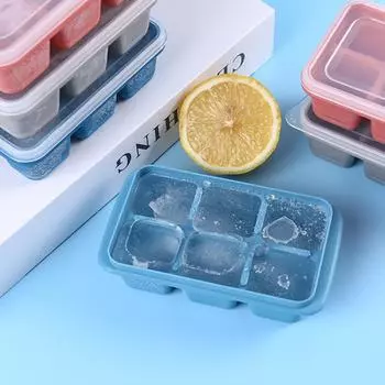A# Silicone Square Ice Mold with Lid DIY Ice Tray Mould Accessory (Blue)