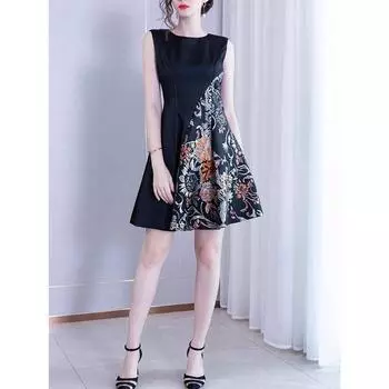 A- Style Feminine Slim-Fit Satin Dress Black 4XL