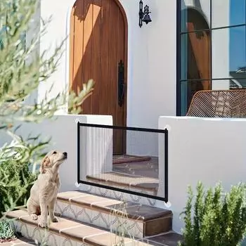 A synthetic pet isolation net - indoor dog and cat safety barrier, no need to drill holes to install guide rails and guardrails