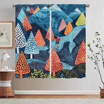 A Trail Runner Детские шторы для комнаты 2 шт. Комплект для гостиной Подхваты для штор Щупальца Затемняющие шторы Предложения Слепые кудри W50xH70cmx2pcs-CL