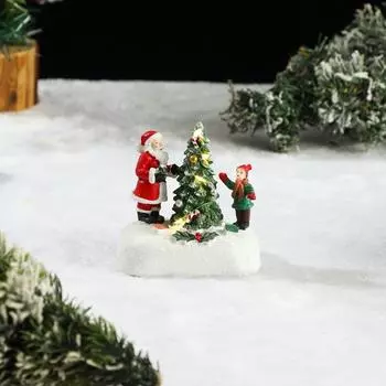 A variety of Christmas rotating resin luminous music box ornaments, rotating small train decorations Christmas gifts
