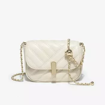 A Versatile White Single-shoulder Crossbody Bag for Students In Summer and A Niche Black Textured Chain Women s Bag чёрный