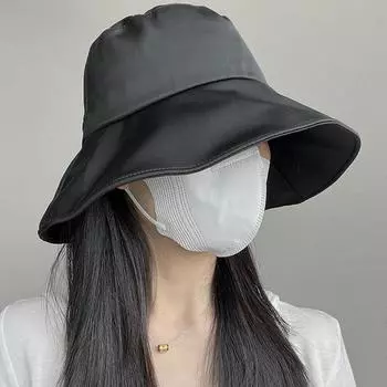 A well-matched solid color bucket hat summer ice silk material, cool and breathable sun hat ultraviolet uv M56-58cm чёрный