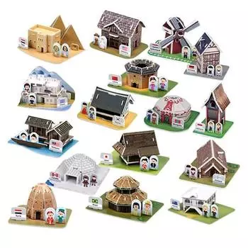 A world of making things, world culture travel, traditional houses and traditional clothes around the world, three-dimensional puzzle, Korea puzzles
