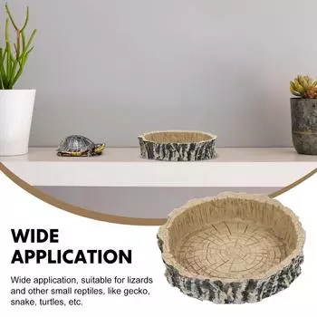 A Yellow Turtle Shaped Reptile Bowl Water Container Pet Water Tray Food Terrarium Basin Accessory Crawling Pet Water Dispenser жёлтый