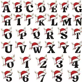 AZ 0-9 Рождественские буквы Термопереводные наклейки Термоклеящиеся верхние части Термопресс Виниловые нашивки для самостоятельной стирки A-Level
