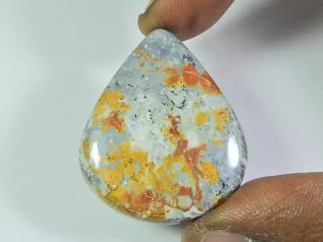 АА++ 51Cts. Натуральная яшма малигано груша кабошон свободный драгоценный камень 30X36X05MM ET-151