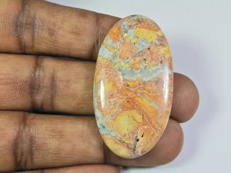 AA++ 63Cts. Натуральная яшма малигано, овальный кабошон, свободный драгоценный камень, 25X47X05MM, ET-141