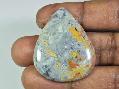 AA++ 65Cts. Натуральный Малигано Джаспер Груша Кабошон Драгоценный Камень 32X39X06MM ET-144