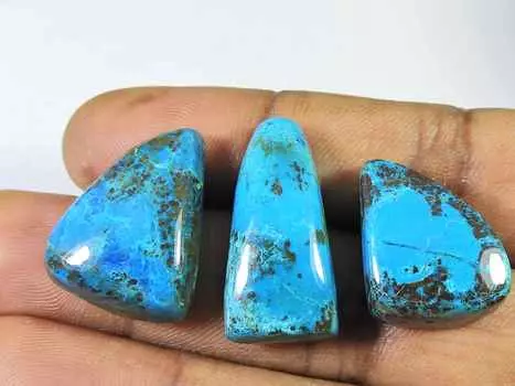 AA++ 68Cts. Натуральный азуритовый кабошон россыпью драгоценный камень 3 шт. лот 14-17 мм RQ-1763