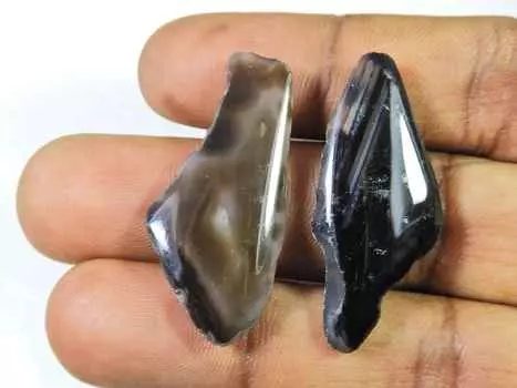 AAA черный срез окрашенного друзового агата, 2 пары, фантазийные россыпные драгоценные камни 14-19 мм SK-2219