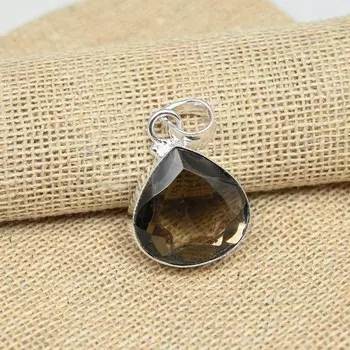 AAA + дымчатый топаз, твердый кулон из стерлингового серебра 925 пробы, ювелирные изделия ручной работы из драгоценных камней для подарков 1.377 Inches коричневый