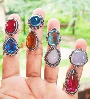 ААА!!! Кольцо с граненым топазом, оптовая партия, кольцо из стерлингового серебра 925 пробы, ювелирные изделия ручной работы, оптовая партия, подарок для нее, бесплатная доставка Free Size красный