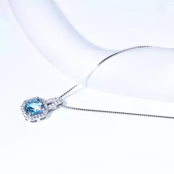 AAA кубический цирконий нано небесно-голубой топаз 8 мм индивидуальный 45 см 925 серебряный кулон начальное ожерелье модные ювелирные изделия небесно-голубой