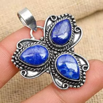 AAA + лазурит драгоценный камень ручной работы из стерлингового серебра 925 пробы ювелирные изделия кулон для нее