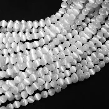 AAA натуральный селенит 6 мм 8 мм 10 мм круглые бусины высокого качества настоящий натуральный кошачий глаз селенит драгоценный камень нить 15.5 дюймов 6mm белый