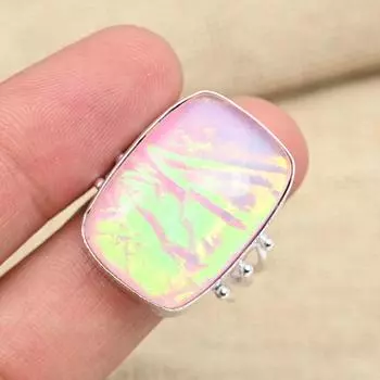 AAA + розовый австралийский тройной опал драгоценный камень стерлингового серебра 925 пробы кольцо ювелирные изделия ручной работы 4 розовый
