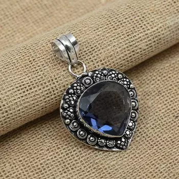 AAA + Танзанит Драгоценный камень 925 пробы Серебряный дизайнерский кулон ручной работы Ювелирные изделия 1.77 Inches фиолетовый