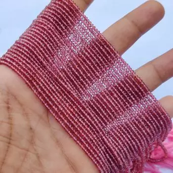 AAA Ultimate Высочайшее качество Натуральный турмалин Оттенок граната Граненые круглые бусины Свободный драгоценный камень 16-дюймовые бусины для изготовления ювелирных изделий Размер 2,5-4 мм 1 Strand Beads