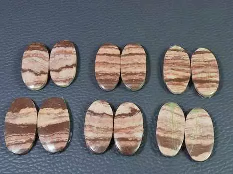 AAA Зебра Джаспер подобранная пара овальных кабошонов россыпью драгоценных камней лот 6 шт 26-27 мм RQ-2830