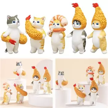 AAGWW Gachapon игрушка аниме фигурка кошка игрушка набор модель украшения предмет для вечеринки милое украшение (Содержание продукта: Набор из 5 предметов Cat COS Tempura)