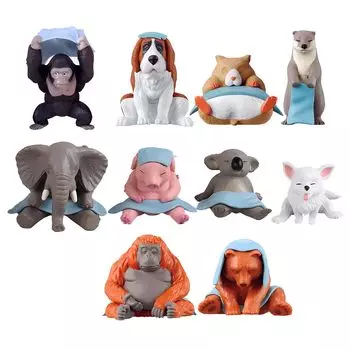 AAGWW капсульная игрушка фигурка щенка игрушечный набор украшение для автомобиля товары для дня рождения милые украшения набор из 10 штук сауна (Содержание продукта Животные)