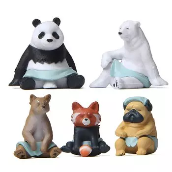 AAGWW капсульная игрушка щенок панда фигурка игрушечный набор украшения для автомобиля товары для дня рождения милые украшения набор из 5 сидячих (Содержание продукта: животные)