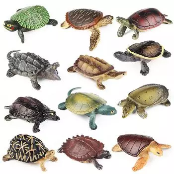 AAGWW Модель животного Амфибия Рептилия Черепаха Украшение Набор Рождественский Новый Год Подарок Детская Игрушка Реалистичная Черепаха Всего 12 (Модель дизайна, стили)