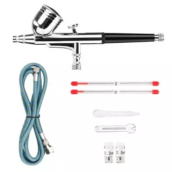 Аэрограф Akiraki, двойное действие, гравитационная подача, аэрограф, калибр, набор для аэрографии, набор для хобби, набор для начинающих, сделай сам, модель для аэрографии, инструмент для чистки