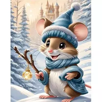 AB Алмазная вышивка крестом Мышонок на снегу 5D DIY Алмазная вышивка стразами картина Алмазная живопись Full Round 20x30CM