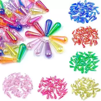 AB Цвет Капли Воды Бусины Разбросанные Бусины 20 шт. 8*22 мм Сплошной Цвет Аксессуары Для Одежды Аксессуары Для Волос Подвеска Популярные Волшебные Цвета Новые Бусины синий