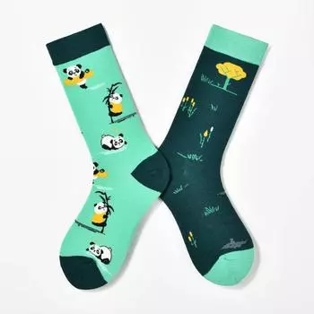 AB Мультяшный Гамбург Животное Мода Веселые Носки Асимметричный Узор Уличный Универсальный Средний Индивидуальность Граффити Хлопковые Носки EU37-42