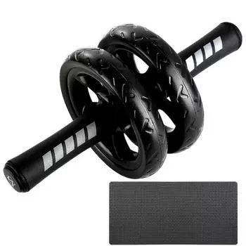 AB ролик Нескользящий 15 см с рисунком шин для фитнеса в тренажерном зале, ролик для брюшного колеса с наколенником чёрный