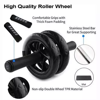 AB Roller Wheel for AB Roller Workout Equipment AB Roller With Knee Pad AB Roller Wheel with Resistance Bands AB Roller Workout чёрный