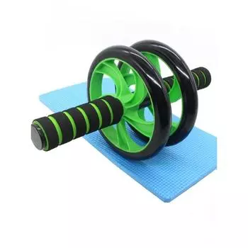 Ab Roller Wheel ролик для упражнений на пресс - классический двойной ролик с ручками из пенопласта - включает в себя утолщенную наколенник синий