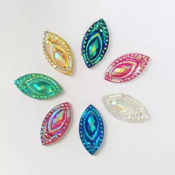 AB смола конский глаз стразы с плоской задней поверхностью свадебные украшения 2 отверстия «сделай сам» 60 шт. 9*18 мм 9mm*18mm розы красного