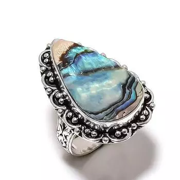 Abalone Shell Gemstone Handmade 925 Sterling Silver Jewelry Ring Size 8 K6p97
