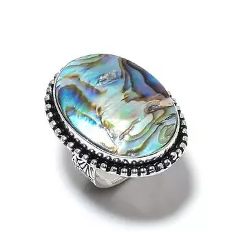 Abalone Shell Gemstone Handmade 925 Sterling Silver Jewelry Ring Size 9 f7r21