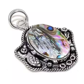Abalone Shell Gemstone Handmade 925 Sterling Silver Jewelry Pendant 2.09 P4H35
