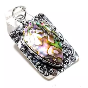 Abalone Shell Gemstone Handmade 925 Sterling Silver Jewelry Pendant 2.36 F6G59