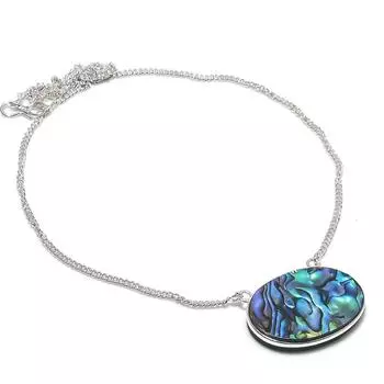 Abalone Shell Gemstone Handmade 925 Sterling Silver Jewelry Necklace 18 j0m90