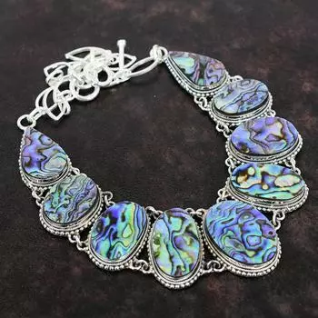 Ожерелье из драгоценных камней в виде ракушки абалона, ювелирное изделие из стерлингового серебра 925 пробы, регулируемое ожерелье из цепочки, подарок для жены, ювелирные изделия ручной работы 18 inches зелёный