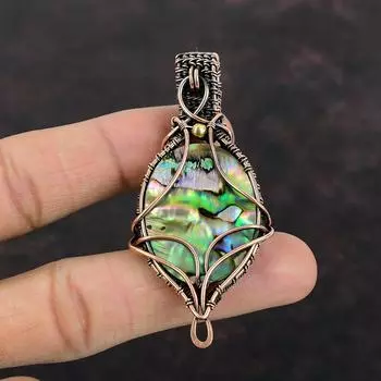 Abalone Shell Pendant Copper Wire Wrapped Pendant Abalone Shell Jewelry Handmade Gemstone Pendant Gift For Her Unique Copper Design Jewelry