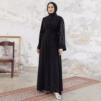 Абая с каменными вышитыми рукавами, женская одежда в хиджабе, длинная мода