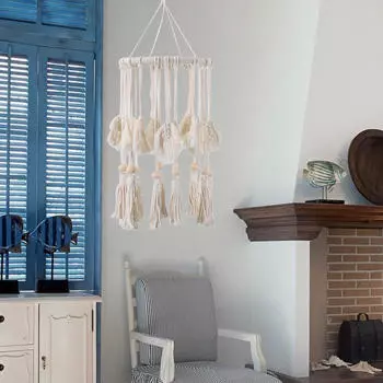 Абажур для лампы в технике макраме, гобелен с кисточками в стиле бохо, декоративный подвесной абажур для лампы